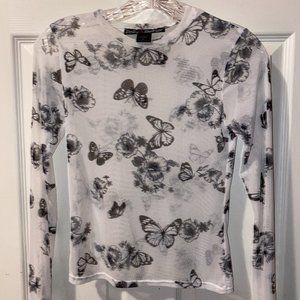 Butterfly mesh sheer top